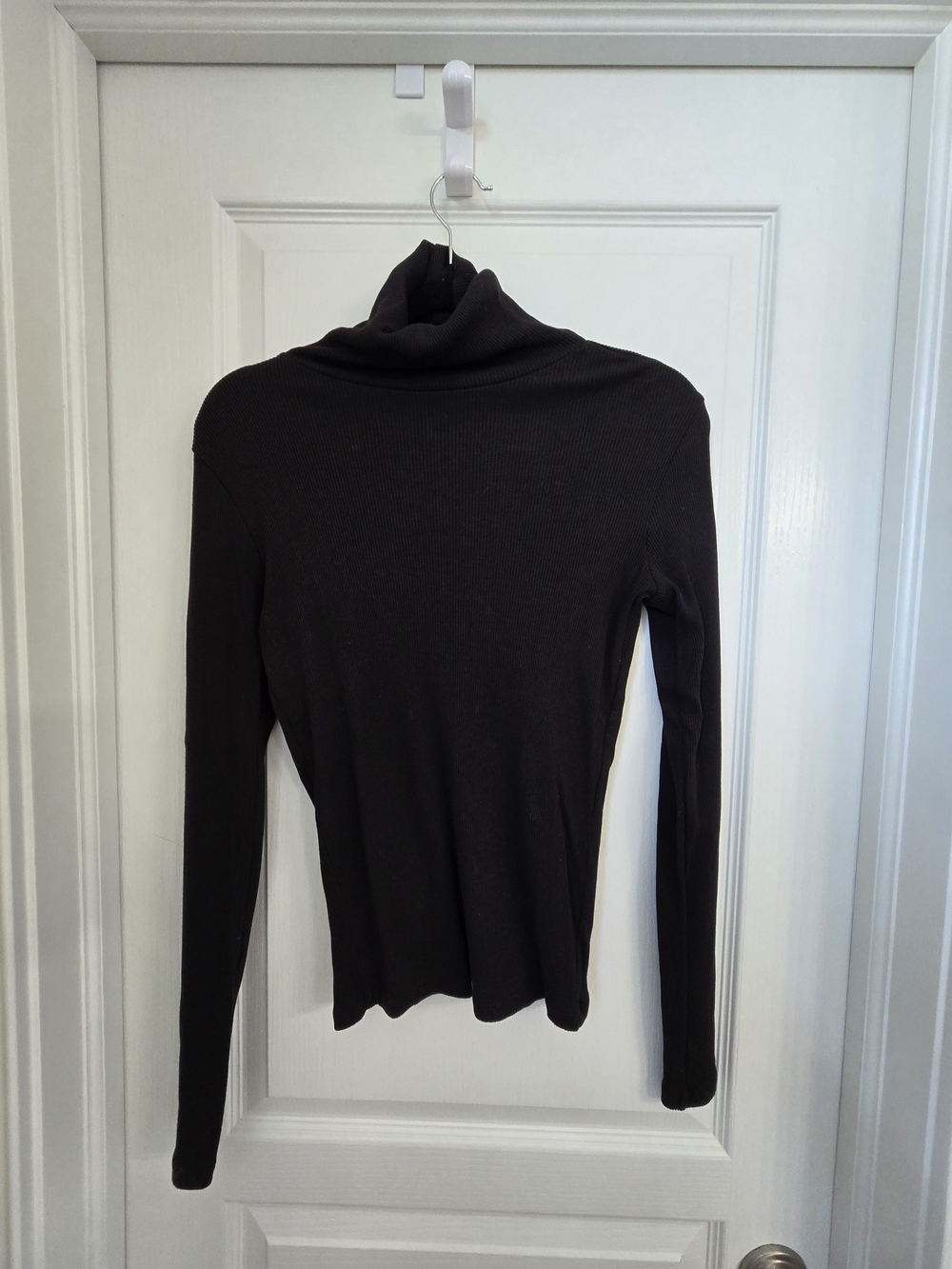 Theory Black Long-Sleeve Turtleneck Top